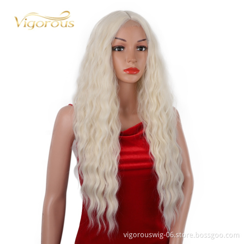 Hot Selling High Quality Platinum Natural Hairline Lace Cosplay Daily Party Machine Made Long Afro Kinky Curly Wig